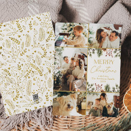 白モダン金ゴールド数々の写真メリークリスマス シーズンカード
