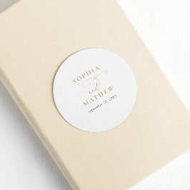 白モダン金ゴールド書結婚の ラウンドシール