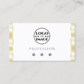 白モダン金ゴールド縁どスパークルダイヤモンド追加ロゴ 名刺 (正面)