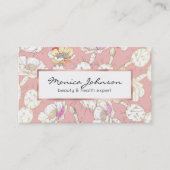 白モダン金ゴールド赤面ピンクサボテン花柄 名刺 (正面)