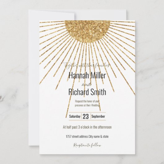 白モダン金ゴールド輝く太陽 (正面)