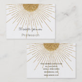 白モダン金ゴールド輝く太陽 名刺 (正面/裏面)