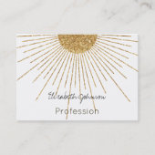 白モダン金ゴールド輝く太陽 名刺 (正面)