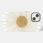 白モダン金ゴールド輝く太陽 iPhoneケース (裏面横)