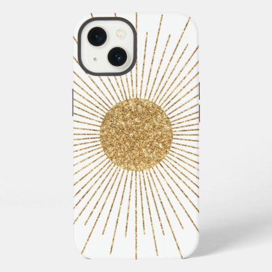 白モダン金ゴールド輝く太陽 iPhoneケース (裏面)