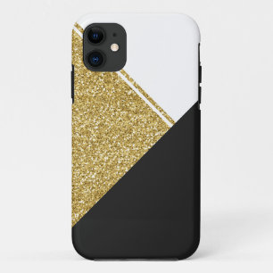 白モダン金ゴールド黒の三角形 iPhone 11 ケース