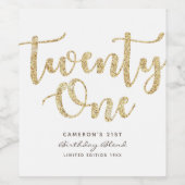 白モダン金ゴールド21歳の誕生日パーソナライズされた ワインラベル (シングルラベル)