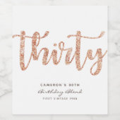 白モダン金ゴールド30歳の誕生日パーソナライズされた ワインラベル (シングルラベル)