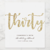 白モダン金ゴールド30歳の誕生日パーソナライズされた ワインラベル (シングルラベル)