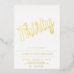 白モダン金ゴールド30thバースデーフォイル招待状 箔招待状<br><div class="desc">白モダン金ゴールド30thバースデーフォイル招待状</div>