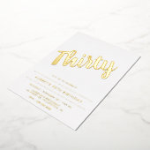 白モダン金ゴールド30thバースデーフォイル招待状 箔招待状 (回転した状態)