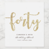 白モダン金ゴールド40歳の誕生日パーソナライズされた ワインラベル (シングルラベル)