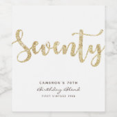 白モダン金ゴールド70誕生日パーソナライズされた ワインラベル (シングルラベル)