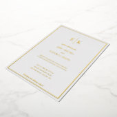 白モダン金フォイル結婚式招待状 箔招待状 (回転した状態)