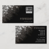 白モダン金銀グリッターカスタムロゴ 名刺 (正面/裏面)