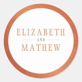 白モダン銅オレン結婚ジ ラウンドシール