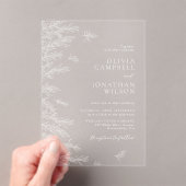 白モダン離れミニマル植物学結婚院 アクリル招待状 (インサイチュ (ポータブル))