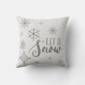 白モダン雪と灰色の雪片 クッション (裏面)