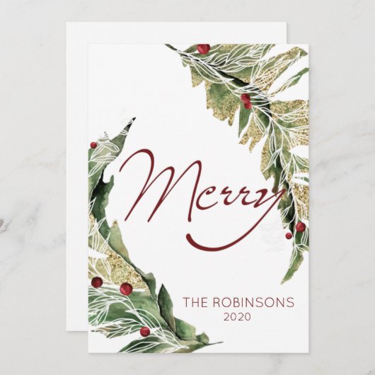 白モダン雪メリーのおよび シーズンカード (正面/裏面)