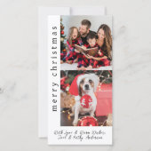 白モダン雪片2家族フォトクリスマス シーズンカード (正面)
