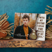 白モダン電エレガント気ギターの写真と名前 フォトプラーク (側面)