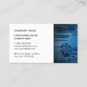 白モダン青エレガント回路コンピュータの修復 名刺 (正面)