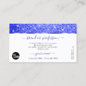 白モダン青グリッター星きらめく追加ロゴ 名刺 (裏面)