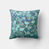 白モダン青グリーンさくらんぼ花の水色 クッション (裏面)