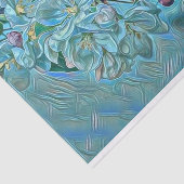 白モダン青グリーンさくらんぼ花の水色 薄葉紙 (詳細)