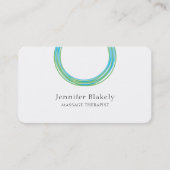 白モダン青ティール（緑がかった色）エネルギーサークル 予約カード (正面)