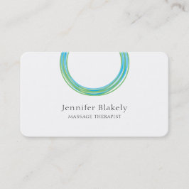 白モダン青ティール（緑がかった色）エネルギーサークル 予約カード