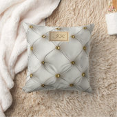 白モダン革エレガントタフテッド金ゴールド クッション (ブランケット)