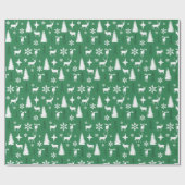 白モダン鹿の森の模様 ラッピングペーパー (フラット)
