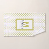 白モダン黄金の円の模様モノグラム バスタオルセット (ハンドタオル)