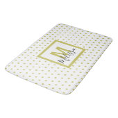 白モダン黄金の円の模様モノグラム バスマット (アングル)