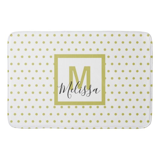 白モダン黄金の円の模様モノグラム バスマット (正面)