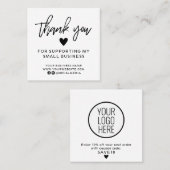 白モダン黒ありがとう スクエア名刺 (正面/裏面)