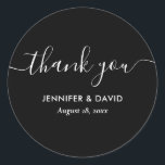 白モダン黒お結婚礼 ラウンドシール<br><div class="desc">ミニマルな白黒の感謝していあなたはスクリプトのフォントを備えモダンたシール。一致する項目が使用可能。</div>