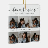 白モダン黒かわいいフォトマザーズ・デイ セラミックオーナメント (右)