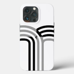 白モダン黒のイニシャルパタモノトーンのーン iPhone 13 PROケース