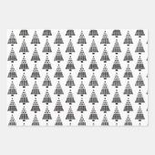 白モダン黒のクリお洒落スマスの木 ラッピングペーパーシート (正面3)