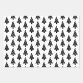 白モダン黒のクリお洒落スマスの木 ラッピングペーパーシート (正面2)