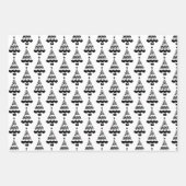 白モダン黒のクリお洒落スマスの木 ラッピングペーパーシート (正面)