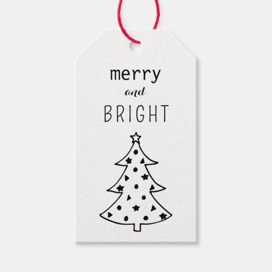 白モダン黒のクリお洒落スマスツリー ギフトタグ (正面)