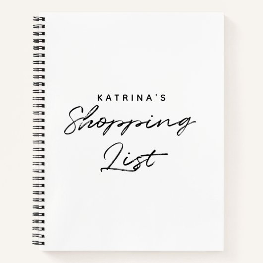 白モダン黒のショッピングシンプルリスト ノートブック (正面)