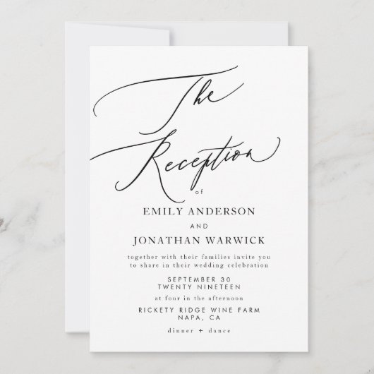 白モダン黒のシンプル結婚披露宴 招待状 (正面)