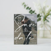 白モダン黒のスクリプはっきりしたトは日付の写真を保存 ポストカード (スタンド正面)