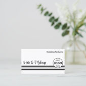 白モダン黒のストライププロフェッショナル 名刺 (スタンド正面)