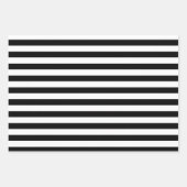 白モダン黒のストライプ花とピンクの花 ラッピングペーパーシート (正面3)