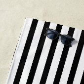 白モダン黒のパタストライプーンエレガント ビーチタオル (インサイチュ)